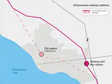 Ubicación de ambas estaciones ferroviarias en Chascomús.