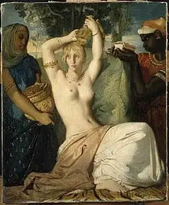 Chassériau: Esther preparándose para aparecer ante el rey Asuero, 1841, óleo sobre lienzo, 45,5 x 35,5 cm, M. Louvre