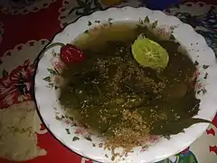 Chaya con pepita comida típica de Yucatán