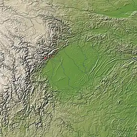 Mapa topográfico de la cuenca de Sichuan.