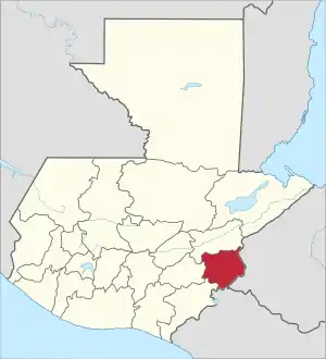 Chiquimula en el mapa de Guatemala