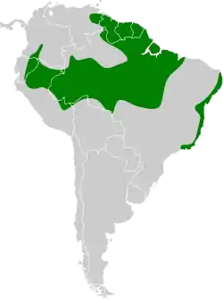 Distribución geográfica del saltarín dorsiazul.