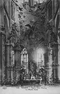 Aspecto de la decoración del antiguo coro de la iglesia de Saint-Maclou de Ruan, de Defrance y Calais (destruido en 1944)