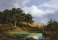 Árboles de roble cerca del agua (1832)