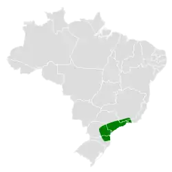 Distribución geográfica del ticotico cejipálido chico.