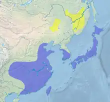 alt=Distribución de C. boyciana

     Zona de anidación
     Zona de invernada