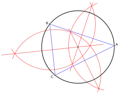 Circunferencia por tres puntos. Ver el enlace en la lista anterior para una explicación.