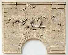 Les chevaux du soleil (ca.1736), altorrelieve en escayola, decoración de la puerta de los establos del Hôtel de Rohan, París.