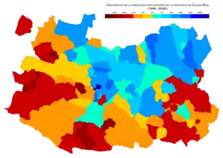 Crecimiento de la población por municipio entre 1998 y 2008