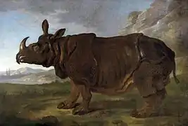 Jean-Baptiste Oudry: Le rhinocéros Clara, 1749. 310 x 456 cm