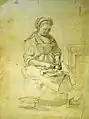 Femme épluchant devant l'âtre, croquis, Museo de Nogent-Le-Rotrou