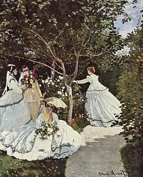 Mujeres en el jardín.