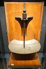 Clinómetro tridireccional de un submarino antiguo. Indica escora y cabeceo.