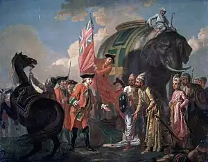 Lord Robert Clive se reunió con Mir Jafar después de la Batalla de Plassey