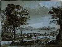LV 137, escena de Costa con una batalla en un puente, del que pintó dos versiones conocidas (una de ellas depositada en el Museo Pushkin).