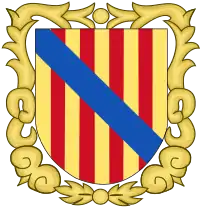 Versión heráldica del escudo de las Islas Baleares.