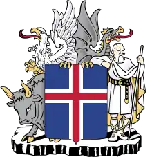 Escudo de Islandia es la única nación que cuenta con 4 soportes. Cada uno representa un protector y una dirección intercardinal. El toro es el protector del noroeste de Islandia. El águila o grifo es el protector del noreste de Islandia. El dragón es el protector del sureste de Islandia. El gigante de las rocas es el protector del suroeste de Islandia.