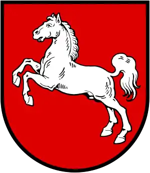 Escudo de armas de Baja Sajonia, en Alemania.