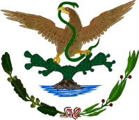 Escudo Nacional Mexicano usado entre 1909 y 1916, diseñado por Juan de Dios Fernández, llamado el «Águila del Centenario».