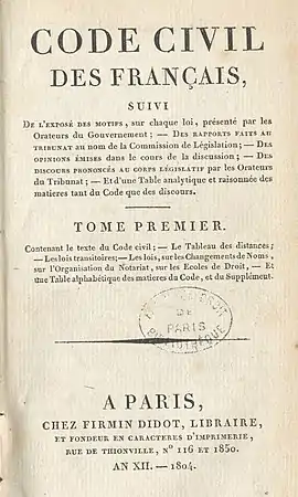 Tipografía Didot en el Code civil des Français, impreso por Firmin Didot en 1804.