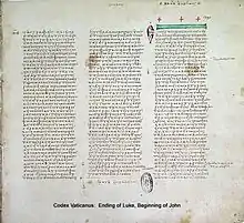 Uncial del Codex Vaticanus (siglo IV)