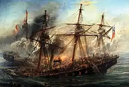 «Combate naval de Iquique», óleo.