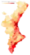 Densidad de población por municipio (2018)