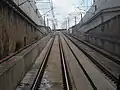 Rampa de conexión entre el túnel subterráneo y el segundo viaducto elevado de la Línea 3, entre las estaciones Plaza de la Bandera y CUCEI.