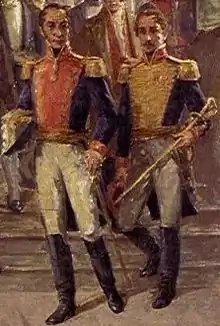 Simón Bolívar y Francisco de Paula Santander en el Congreso de Cúcuta.