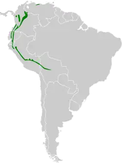 Distribución geográfica del conirrostro coronado.