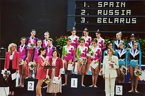 El conjunto español con su segundo título mundial en 3 pelotas y 2 cintas en Budapest.