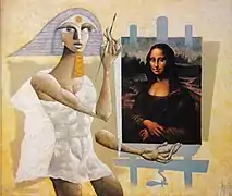 Contemporáneo pintando Mona Lisa (162x130 cm)