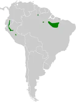 Distribución geográfica del pibí negruzco.