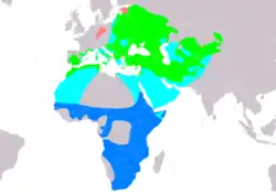 Distribución de Coracias garrulus