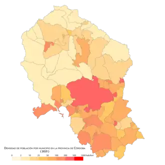 Densidad de población por municipio