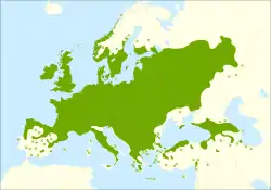 Distribución de Corylus avellana.