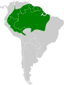 Distribución geográfica del cotinga celeste.