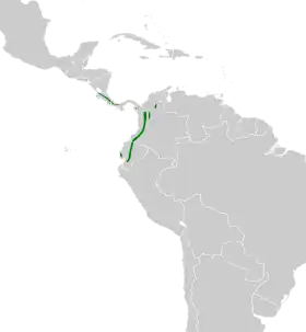 Distribución geográfica del curutié carirrojo.