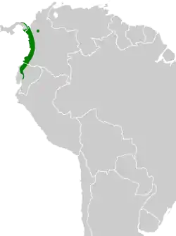 Distribución geográfica del saltarín del Chocó.