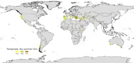 Localización de los distintos tipos de clima mediterráneo