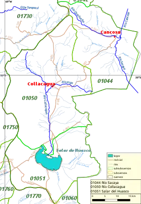 Cuenca hidrográfica del salar de Huasco, compuesta por el río Collacagua, el río Piga.