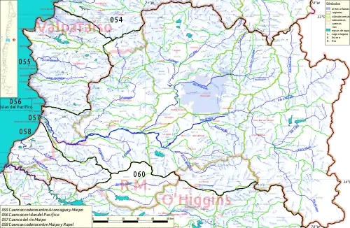 Cuenca del río maipo, la 057 del inventario de cuencas de Chile.