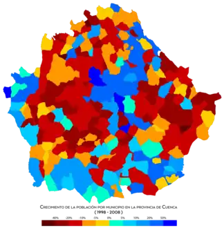 Crecimiento de la población por municipio entre 1998 y 2008