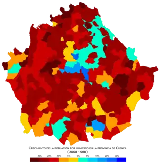 Crecimiento de la población por municipio entre 2008 y 2018