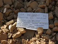 Ruinas del edificio del diario La Prensa de Curicó.