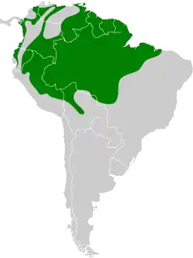 Distribución geográfica del mielerito cerúleo.