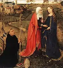 Visitación, tabla del Altar de la Virgen de la abadía de Saint-Vaast, de Jacques Daret (1434-1435)