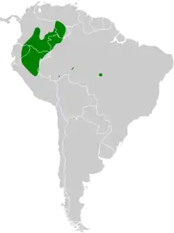 Distribución geográfica del dacnis ventriblanco.