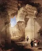 Entrada al templo del Sol. David Roberts, óleo sobre tabla, 1841. Royal Academy of Arts, Londres.