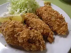 Ostras fritas en Japón.